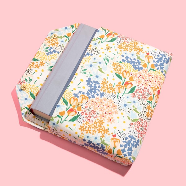 Protective Envelope Book Sleeve with Closure Deluxe Book Sleeve Full cover High End Custom Gift BookTok Floral Designer Cream Wildflower