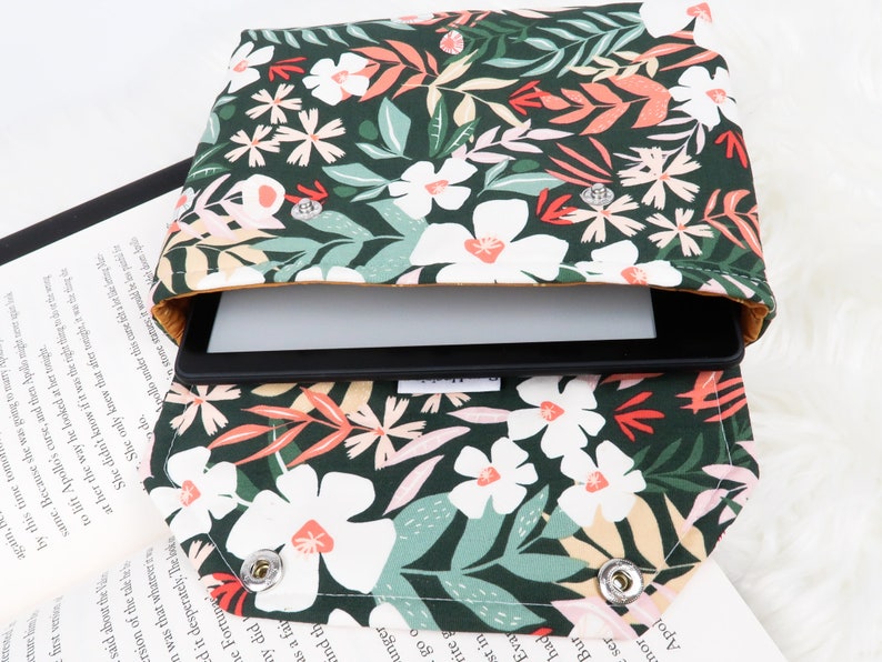 Deluxe Book Sleeve Full cover High End Custom Gift BookTok Kindle Cover Kindle Sleeve Kindle Case Book Accessory Green Spring Floral Gen Z image 4