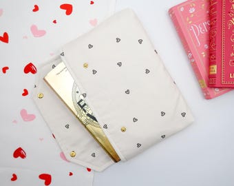 Envelope Book Sleeve with Closure Deluxe Book Sleeve Full cover High End Custom Gift BookTok Protective Valentine Red Heart Book Sleeve