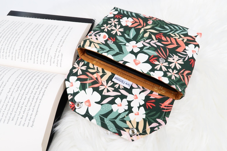 Deluxe Book Sleeve Full cover High End Custom Gift BookTok Kindle Cover Kindle Sleeve Kindle Case Book Accessory Green Spring Floral Gen Z image 2