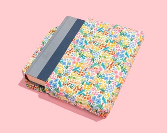 English Garden Meadow Rifle Paper Co Fabric Pink Blue Petite Deluxe Book Sleeve Full cover High End Custom Gift BookTok Floral Designer