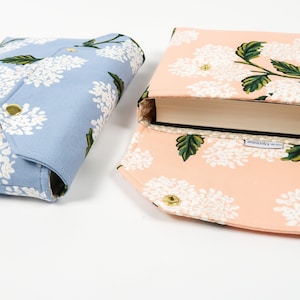 Deluxe Book Sleeve Full cover High End Custom Gift BookTok Spring Floral Designer Rifle Paper Co Fabric Hydrangea Pink Blue
