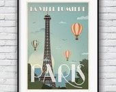 Paris Print, Retro Poster, Paris Poster, Eiffel Tower Print, Vintage Poster, Paris Decor, Travel Poster, Art Deco Poster