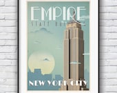 Art Deco New York Poster, stampa di Empire State Building, New York, Retro Poster, Poster New York, New York City