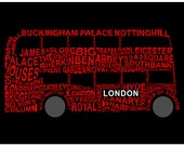 LONDON poster, London art, typography, wall decor, poster, London attractions