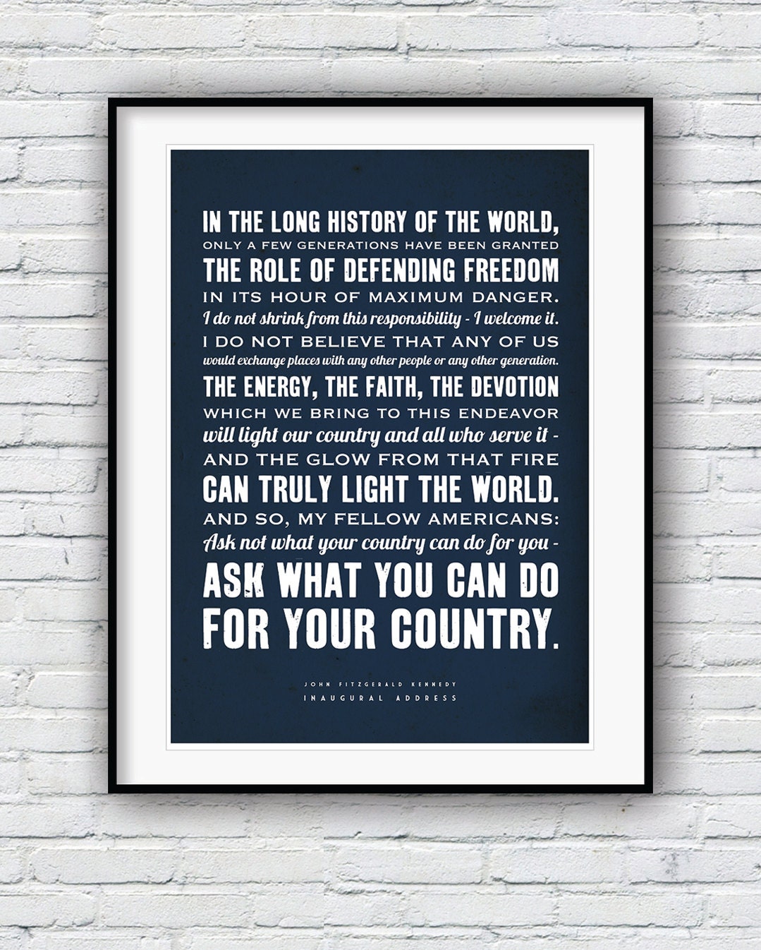 jfk print quote poster famous quotes inspirational quote