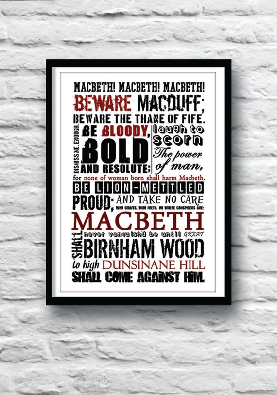 Shakespeare Poster Macbeth Poster Shakespeare Zitat Plakat Etsy