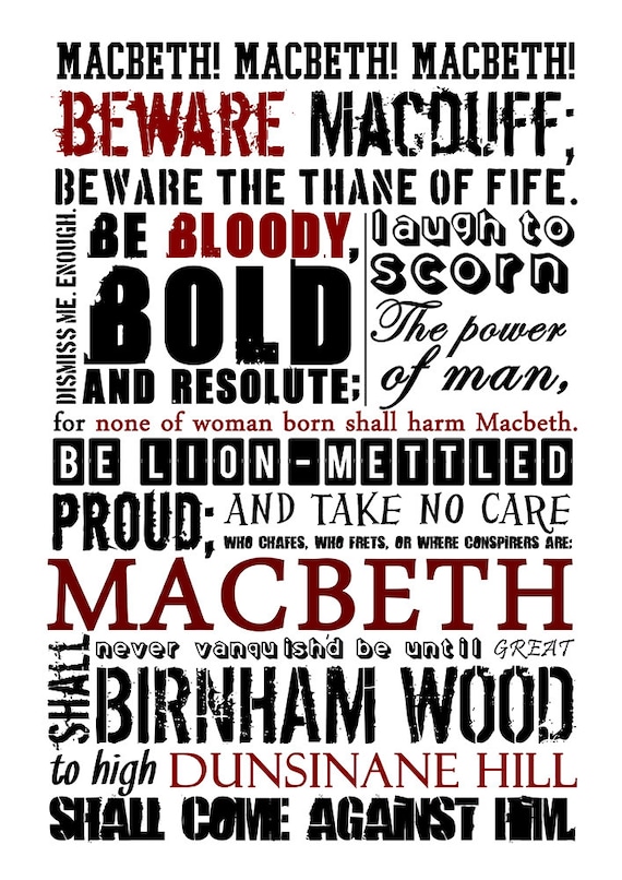 Shakespeare Poster Macbeth Poster Shakespeare Zitat Plakat Etsy