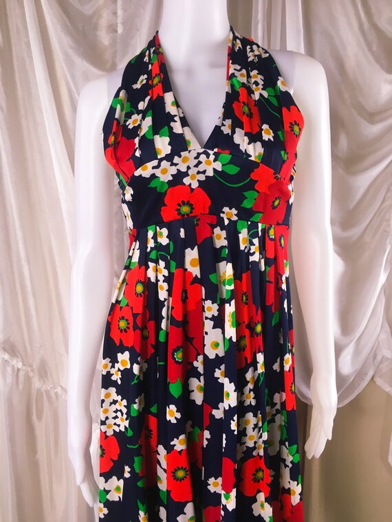 Vintage 1970s Jack Bryan Flower Jersey Dress