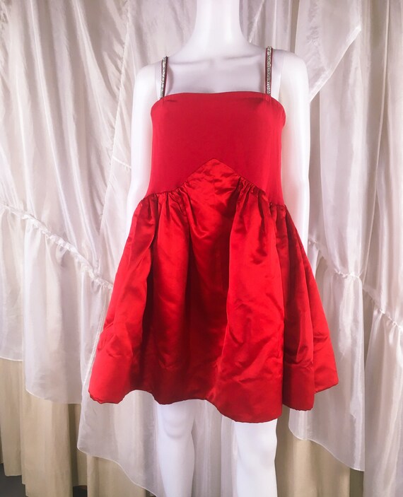 Vintage 1980s Bill Blass Red Silk Satin and Jersey