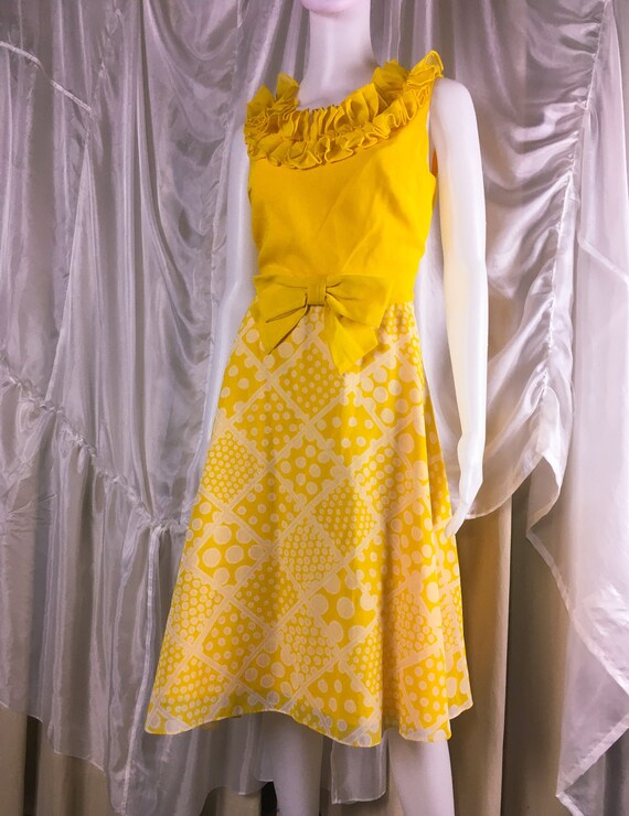 Vintage 1960s Miss Elliette Cotton Ruffle Dress