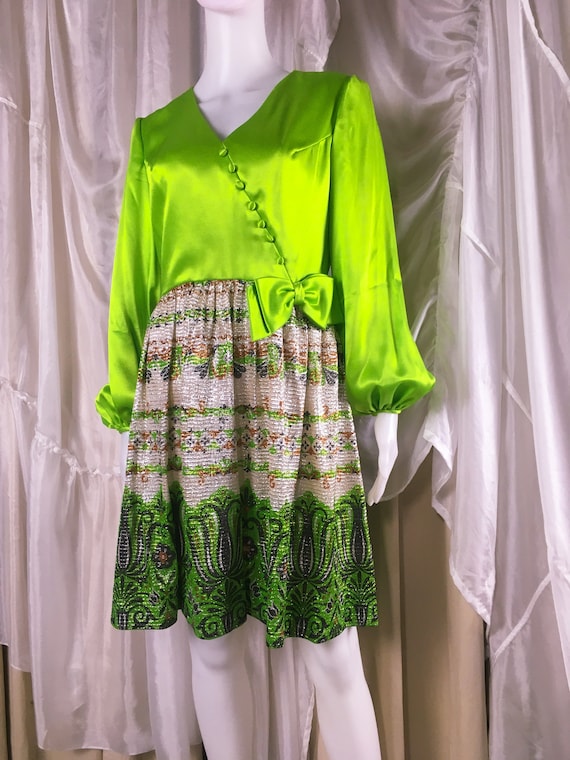 Vintage Satin and Lame Lurex Mini Dress