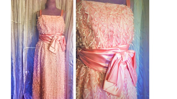 Vintage 60s Babydoll Pink Ribbon Dress