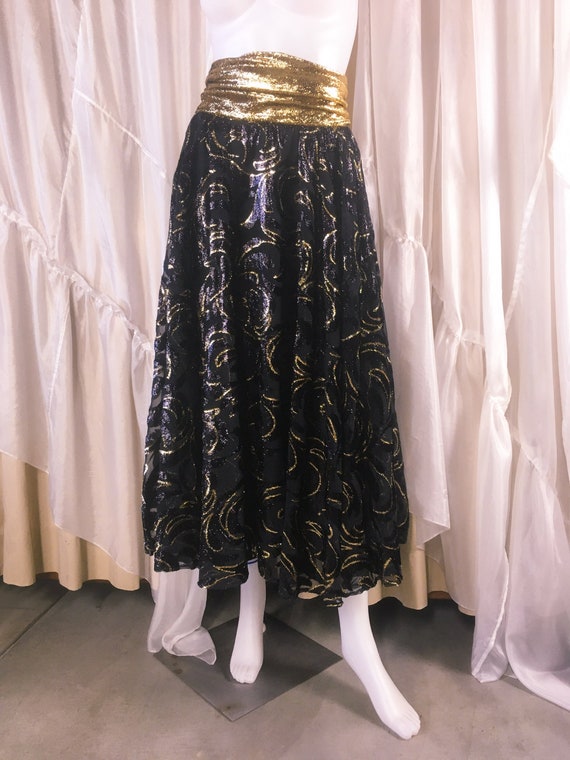 Vintage 1980s Gold and Black Metallic Lurex Party