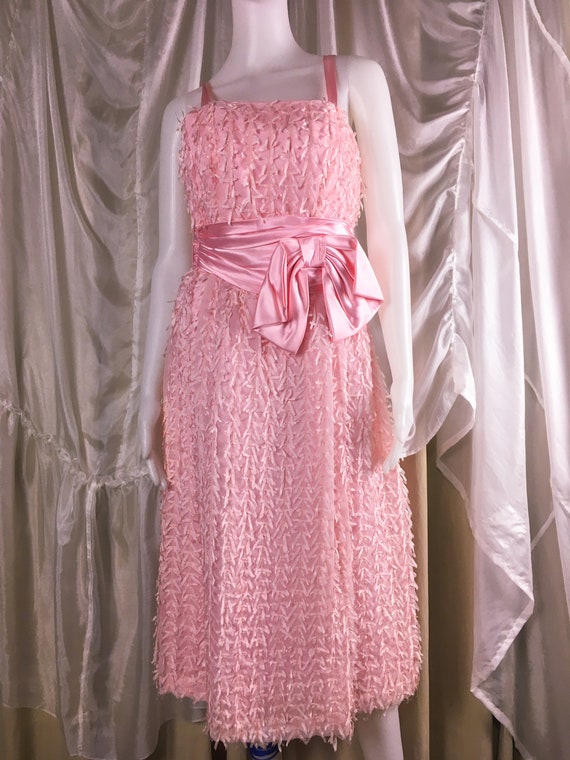 Vintage 60s Babydoll Pink Ribbon Dress