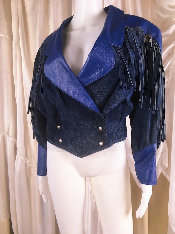 Vintage 1980s Phoenix Blue Leather and Suede Fring