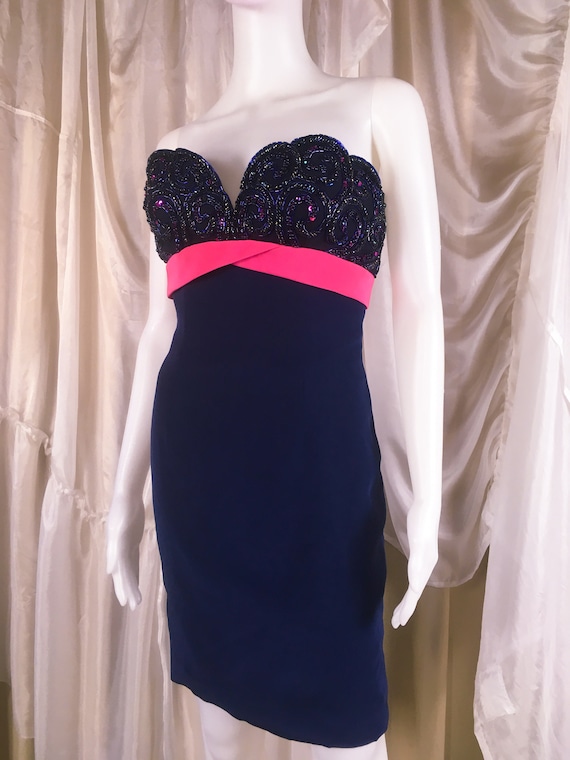 Vintage Bob Mackie Beaded Bustier Dress LBD