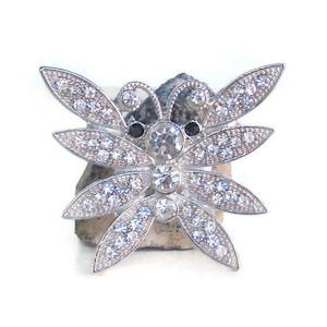 Snap charm button, regular 18-20 mm size, butterfly design with rhinestones for snap jewelry brands like ginger snaps and style dots