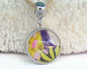 Snap button pendant with handmade fabric snap button, regular 18-20 mm size, fits ginger snaps, magnolia and vine and style dots snaps