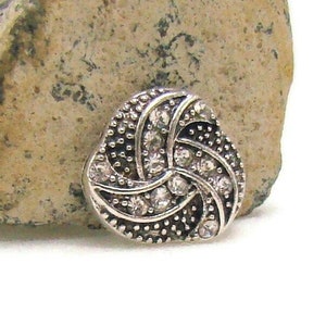 MINI 12 mm snap charm button, noosa style with clear rhinestones for snap jewelry brands like ginger snaps and style dots