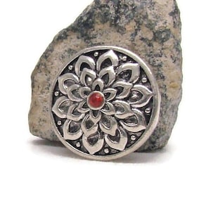 Snap charm button with red rhinestone for regular 18-20 mm size snap jewelry brands like ginger snaps and style dots