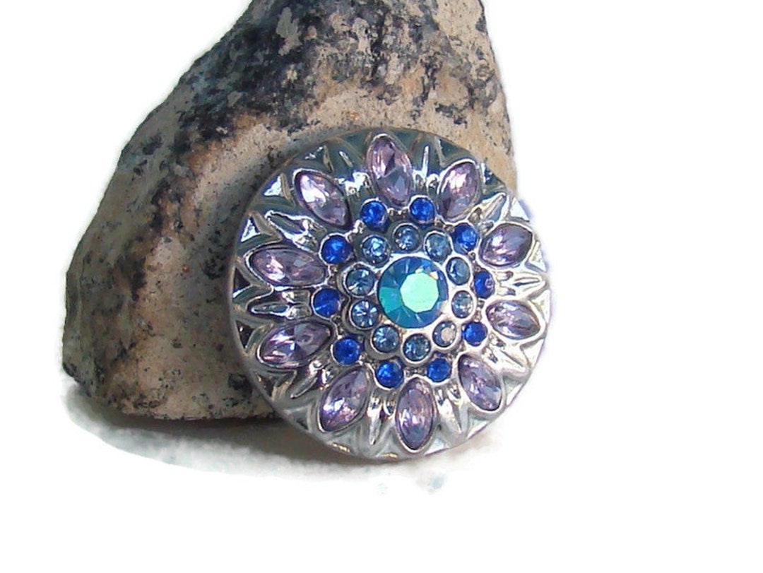 Snap Charm Button With Purple and Blue Rhinestones for Regular 18-20 Mm ...