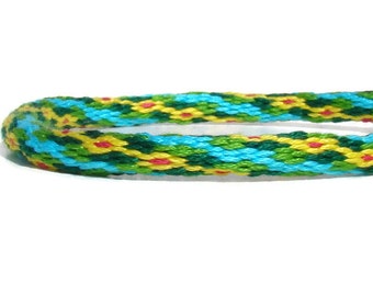 Woven aqua and green friendship kumihimo bracelet / anklet with or without purchased magnetic clasp. Clasp sold separately.
