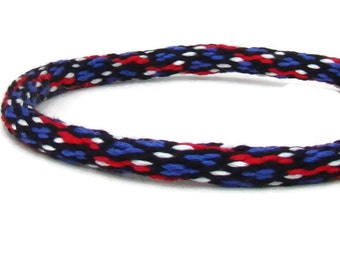 Red, white, and blue spot pattern friendship kumihimo bracelet / anklet with or without magnetic clasp-- your choice. Clasp sold separately.