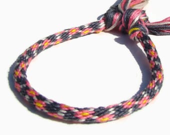Flower lattice pattern friendship kumihimo bracelet with or without magnetic clasp-your choice