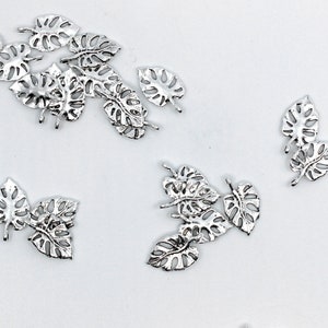 Silver Monstera Leaf Charm, Palm Leaf Charms, Boho Leaf charm, Jewelry Charms and Findings // BBB SUPPLIES // C-062S (B1)