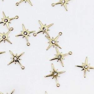 Gold North Star Dangle Charm with Small CZ, Star Charm, Modern Celestial Charm, Jewelry Charms and Findings // BBB SUPPLIES // C-068G (B2)