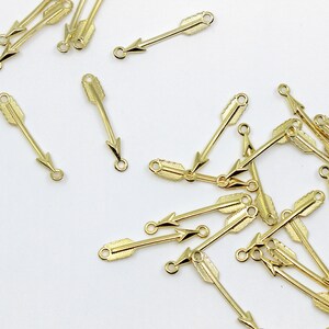 Gold Plated Small Arrow Connector Charm, Arrow Connector, Arrow Charm, Arrow Bracelet Charm, Gold Arrow Charm // BBB SUPPLIES // C-016G (B2)