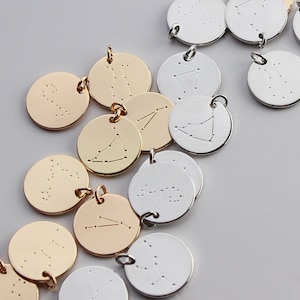 Astrological Constellation Zodiac Engraved Charms, Star Sign Astrology Charm, Zodiac Charms for Custom Jewelry | BBB SUPPLIES | C-E021