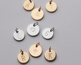 Round Initial Couples Connecting Symbols Charms, Ampersand Engraved Charm, Plus Sign Engraved, Heart Engraved Charm | BBB Supplies | C-ST014