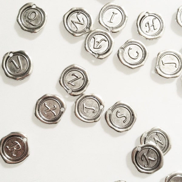 Alphabet Wax Letters, Full Set of 26 or 5 pieces of Individual Letters, Initial Wax Stamp Seal Medallion Charm // BBB Supplies // C-T002S