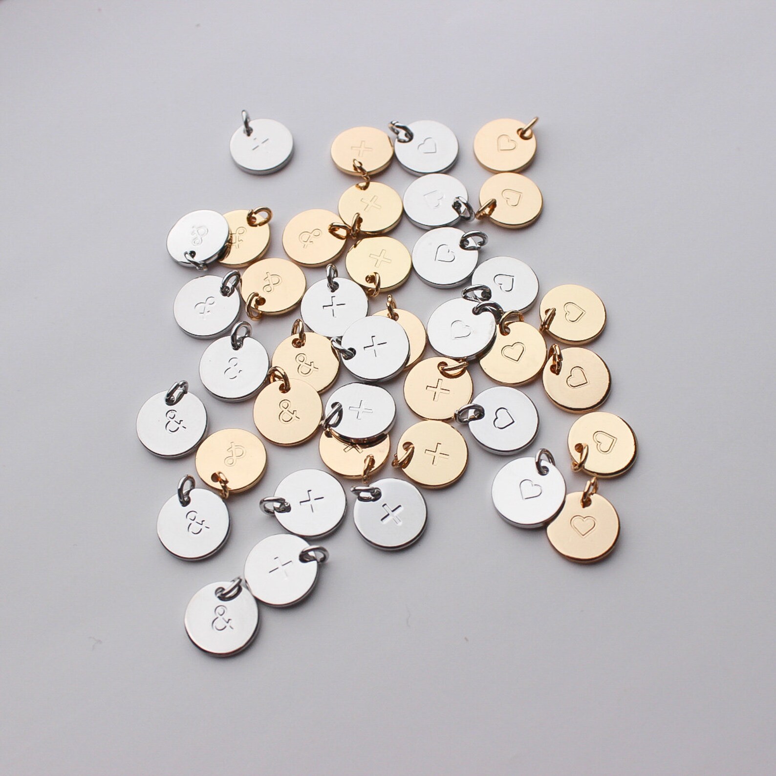 Round Initial Couples Connecting Symbols Charms, Ampersand Engraved ...