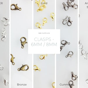 Lobster Clasp, Gold, Silver, Antique Silver, Bronze or Gunmetal Finish, Multiple Sizes, Findings, Jewelry Supplies, Trigger Clasp // C-F003