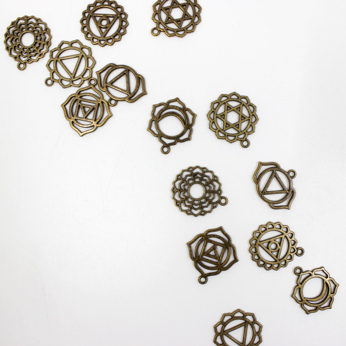 Bronze Chakra Yoga Charm Set Yogi Charms Jewelry Supplies Etsy