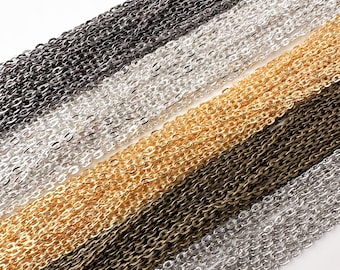 Flat Cable Chain in Various Finishes, Gold Chain, Silver Chain, Bronze, Gunmetal, Antique Silver Jewelry Supplies // BBB Supplies // C-F004