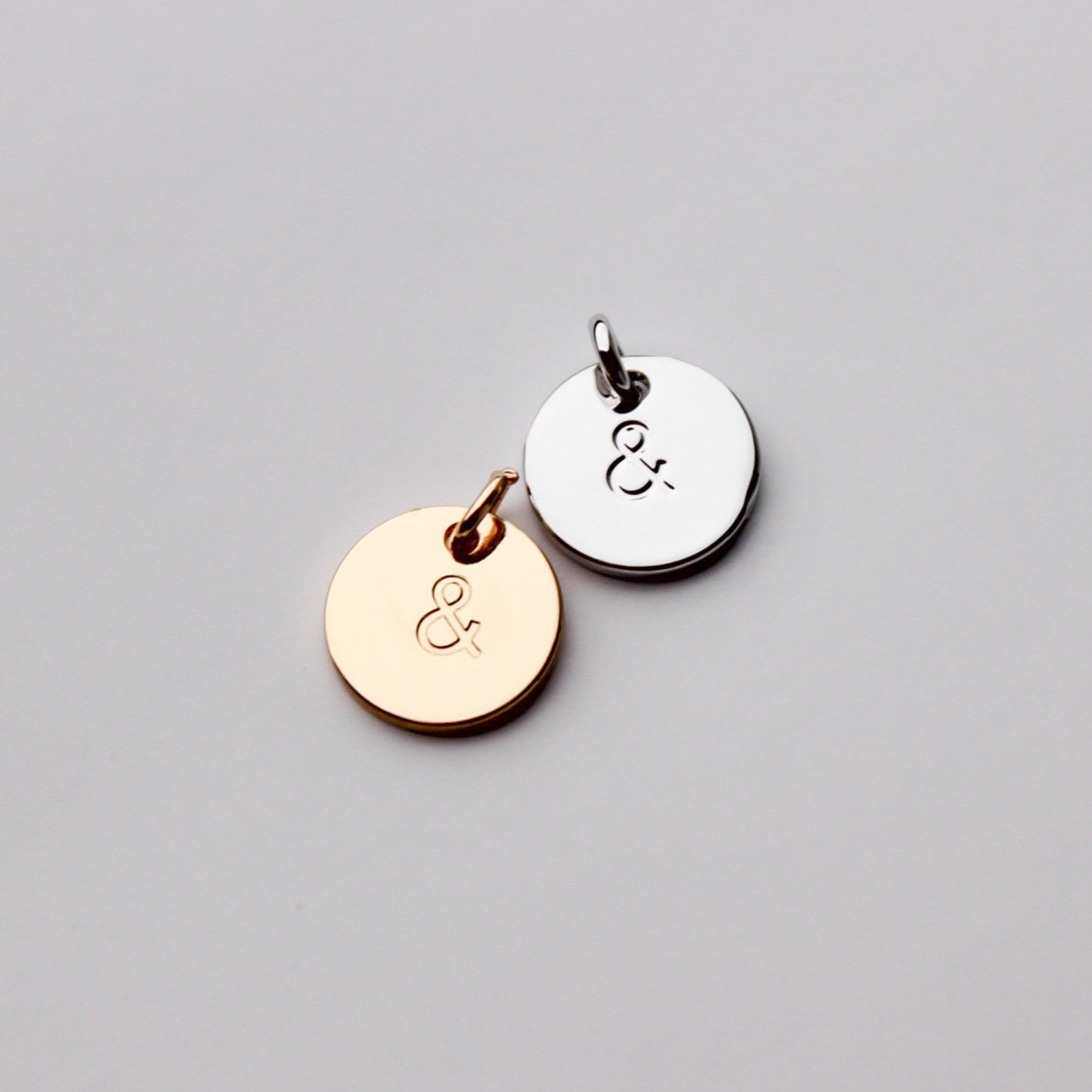 Round Initial Couples Connecting Symbols Charms, Ampersand Engraved ...