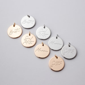 Engraved Sister Script Charm, Engraved Bestie Charms, Soul Mate Engraved Charms, Engraved Script Mamma Charm | BBB SUPPLIES | C-E026