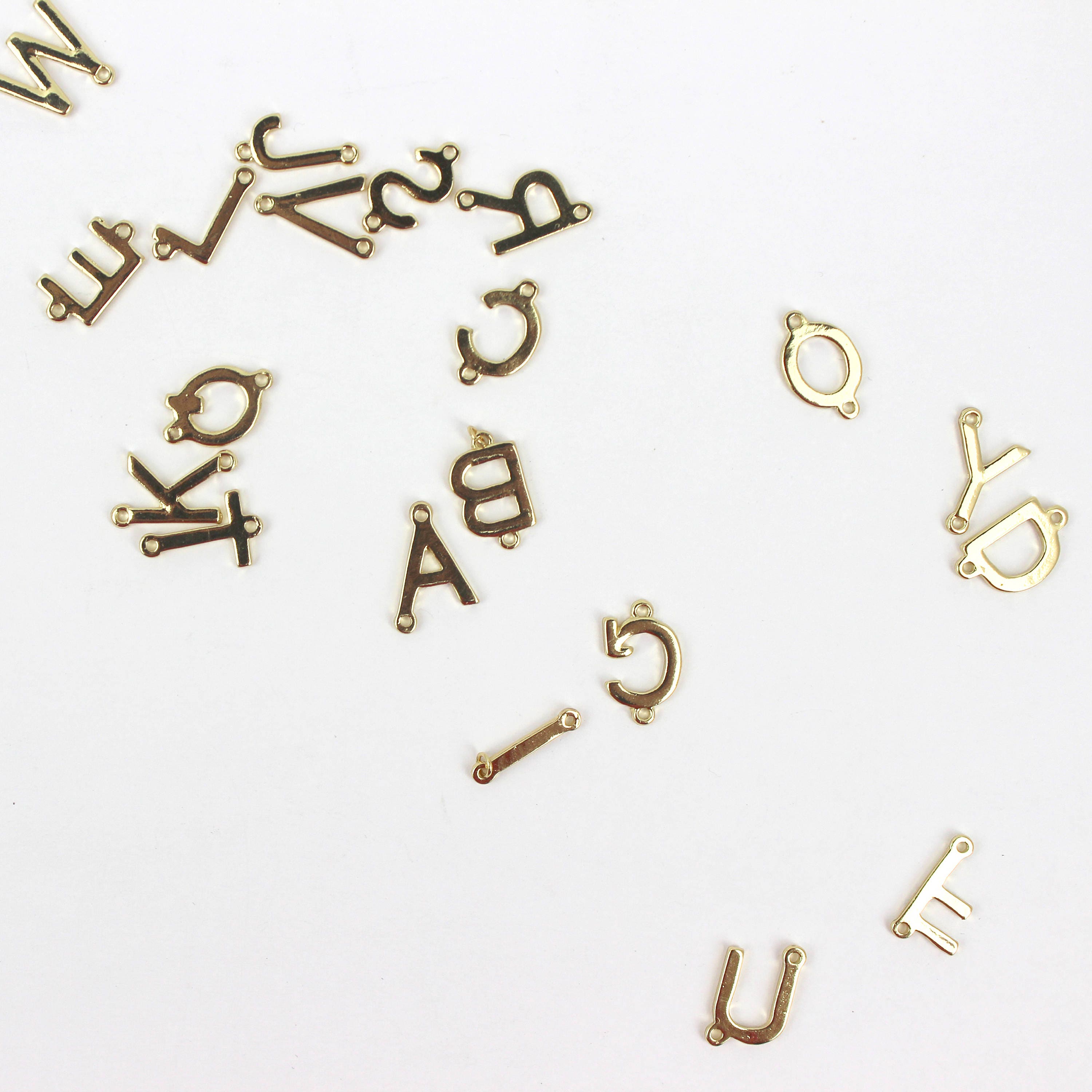 Single Gold Initial Connector Letter Charms, Delicate Initial, Charms…