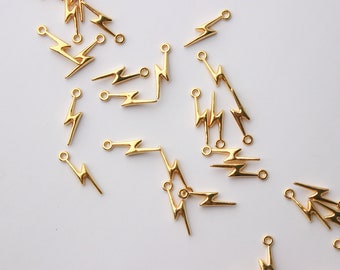 Lightening Bolt Charm, Gold plated Lightening Bolt Charms, Bolt of Lightning Modern Charms, Flash Symbol Charm | BBB SUPPLIES | C-078G