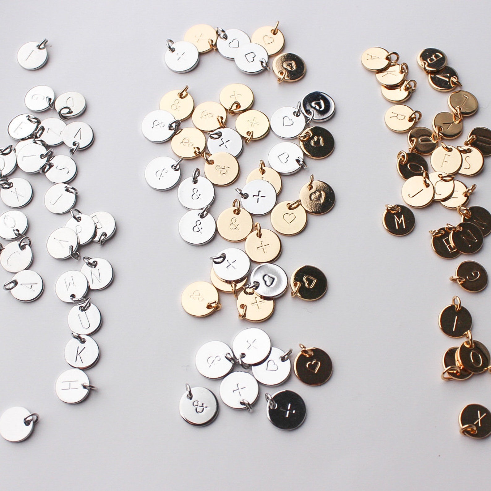 Round Initial Couples Connecting Symbols Charms, Ampersand Engraved ...