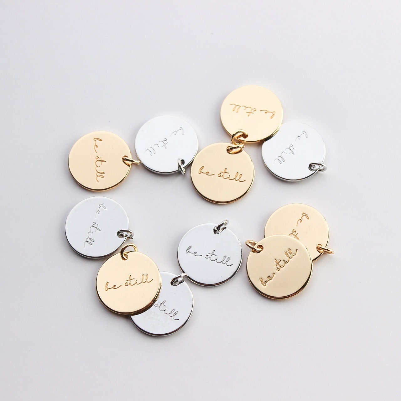 Engraved Be Still Charm, Psalms 46:10, Live in the Moment, Trust Faith Medallion, Custom Christian Engraved Charm | BBB SUPPLIES | C-E001 B6