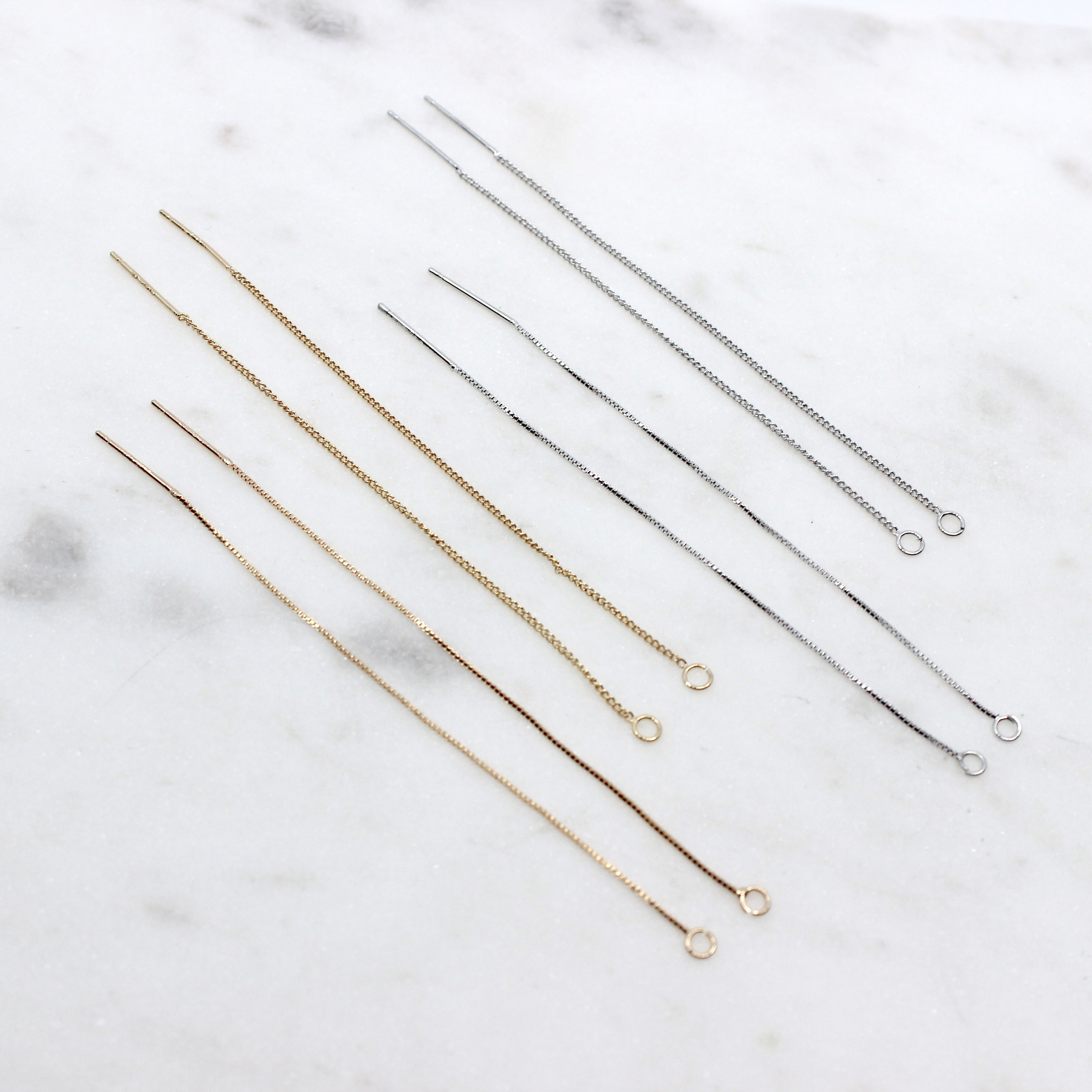 Threader Earring Chain Various Finishes, Gold, Silver Findings, Box ...
