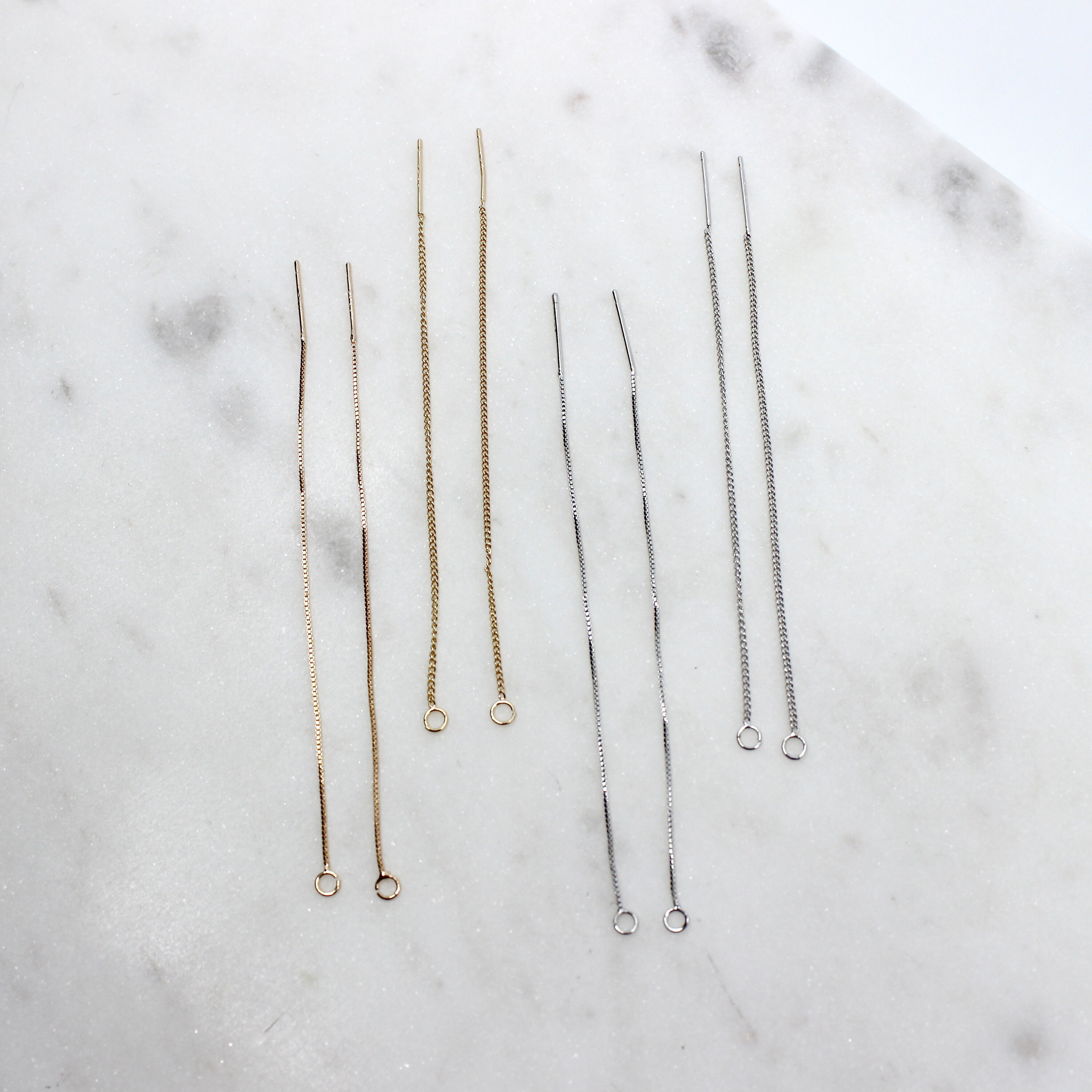 Threader Earring Chain Various Finishes, Gold, Silver Findings, Box ...