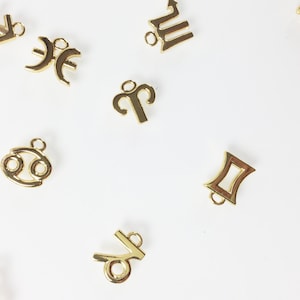 Gold Astrological Zodiac Charms, Astrology Charm, Zodiac Birth Sign Charms, Birth Charms, Jewelry Charms // BBB SUPPLIES // C-T009G