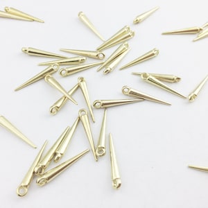 Small Gold Spike Charm, Stick Spike Pendant, Jewelry Charms and findings // BBB SUPPLIES // C-005G-S (Please read description!)