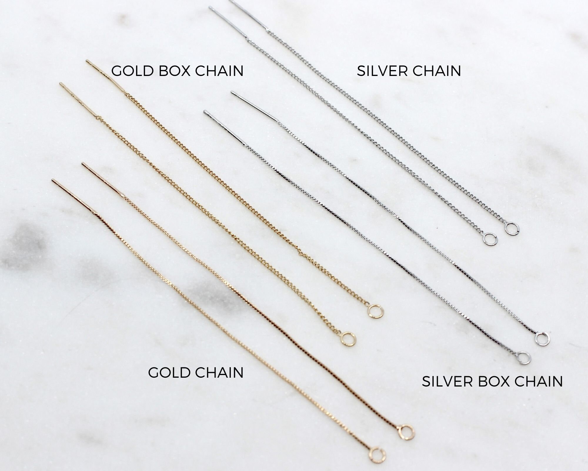Threader Earring Chain Various Finishes, Gold, Silver Findings, Box ...